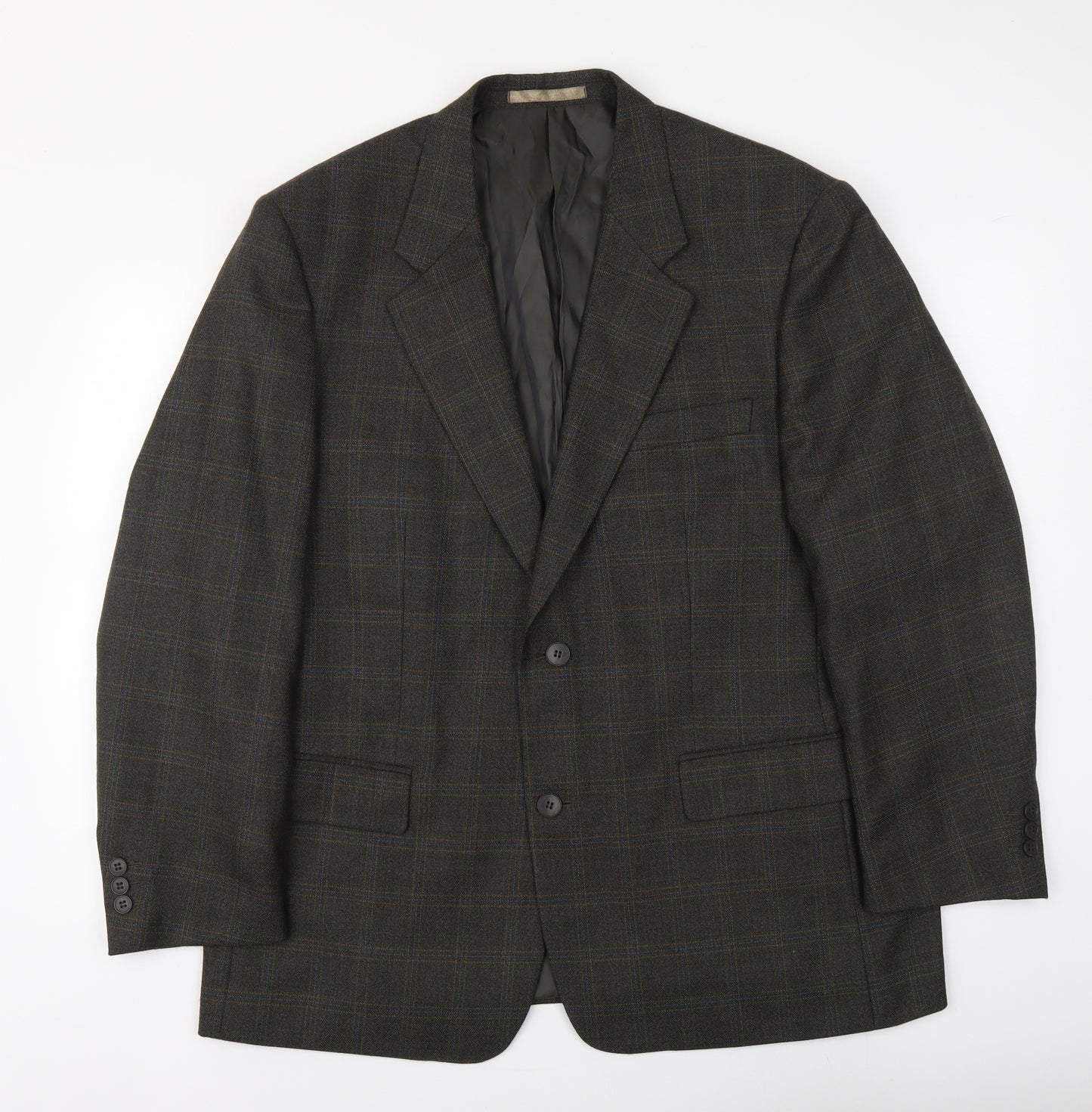 Brook Mens Brown Plaid Polyester Jacket Suit Jacket Size L