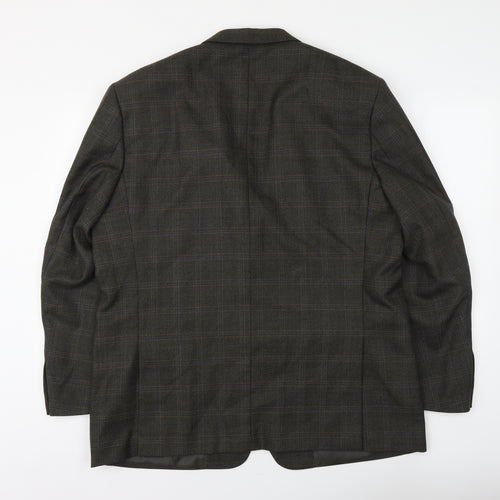 Brook Mens Brown Plaid Polyester Jacket Suit Jacket Size L