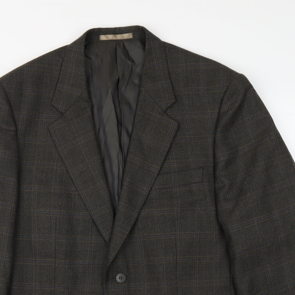 Brook Mens Brown Plaid Polyester Jacket Suit Jacket Size L