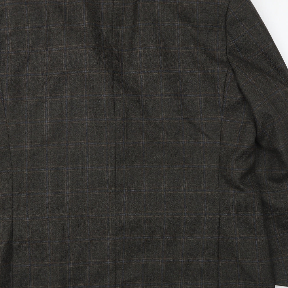 Brook Mens Brown Plaid Polyester Jacket Suit Jacket Size L