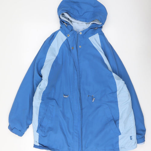 BM Womens Blue Rain Coat Coat Size M Zip