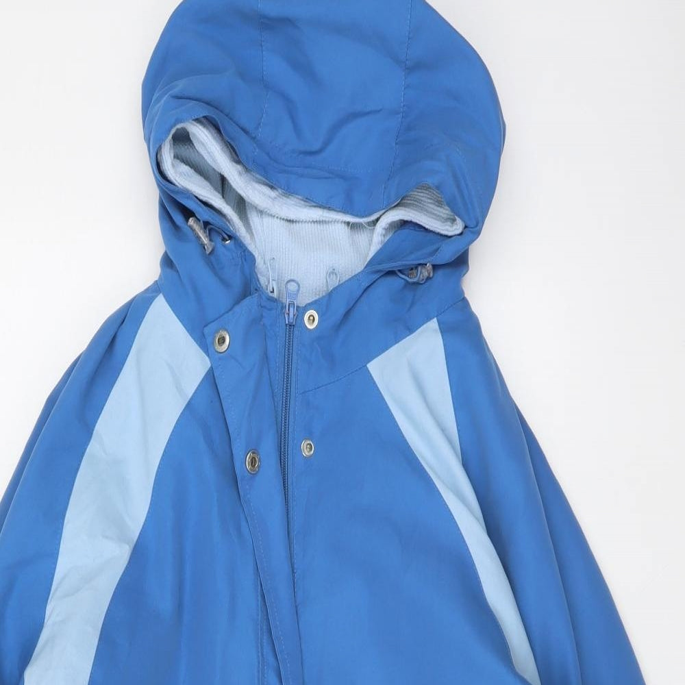 BM Womens Blue Rain Coat Coat Size M Zip