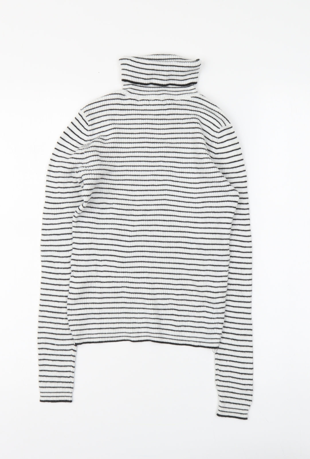 H&M Girls White Roll Neck Striped Cotton Pullover Jumper Size 10-11 Years Pullover