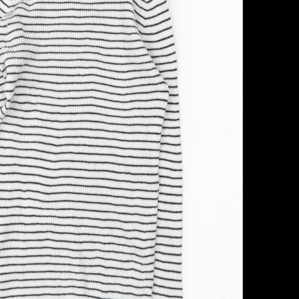 H&M Girls White Roll Neck Striped Cotton Pullover Jumper Size 10-11 Years Pullover