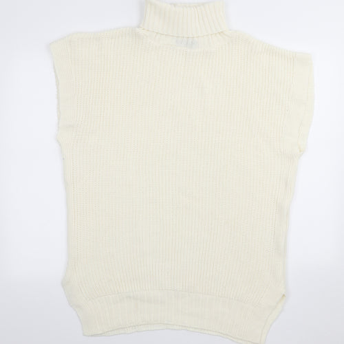 I SAW IT FIRST Womens Ivory Acrylic Jumper Dress Size S Roll Neck