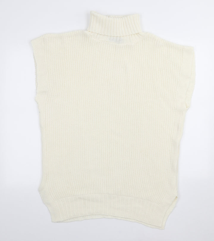 I SAW IT FIRST Womens Ivory Acrylic Jumper Dress Size S Roll Neck