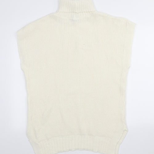 I SAW IT FIRST Womens Ivory Acrylic Jumper Dress Size S Roll Neck