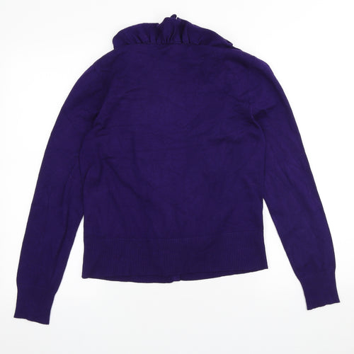 Nina Leonard Womens Purple Scoop Neck Viscose Cardigan Jumper Size M