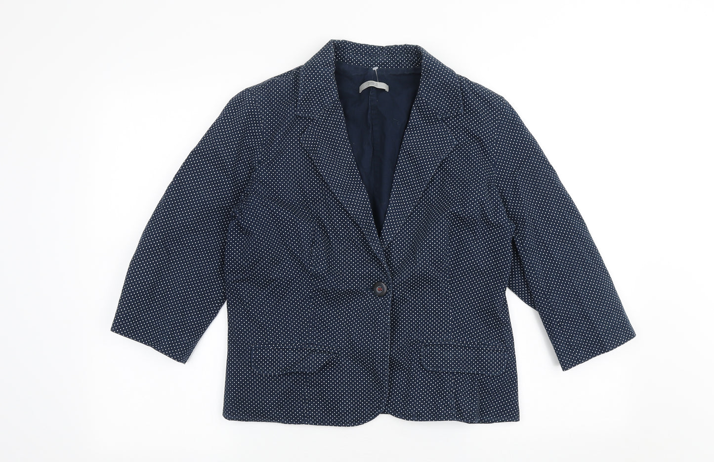 Marks and Spencer Womens Blue Polka Dot Jacket Blazer Size 14 Button