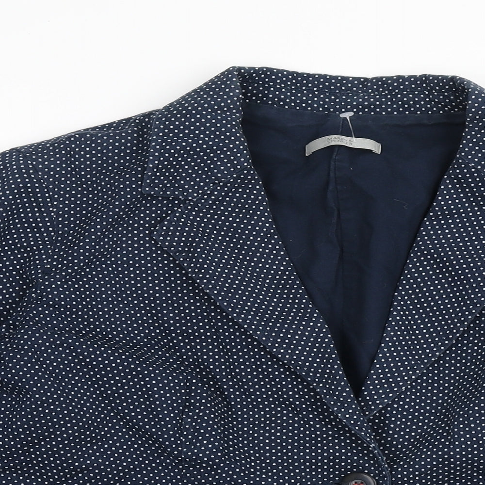 Marks and Spencer Womens Blue Polka Dot Jacket Blazer Size 14 Button