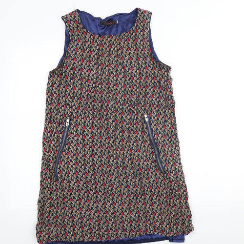 TENKI Womens Multicoloured Geometric Cotton Sheath Size M Scoop Neck