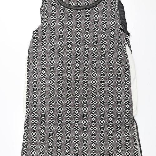 NEXT Womens Multicoloured Geometric Cotton Sheath Size 12 Scoop Neck
