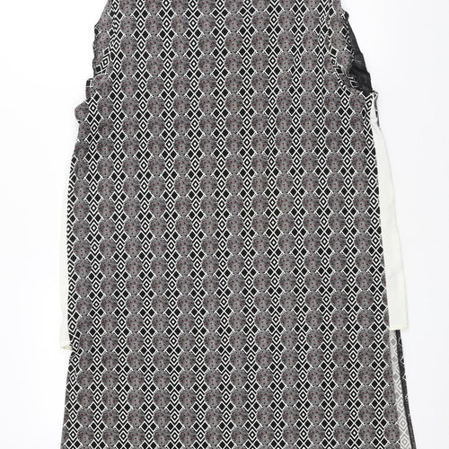 NEXT Womens Multicoloured Geometric Cotton Sheath Size 12 Scoop Neck