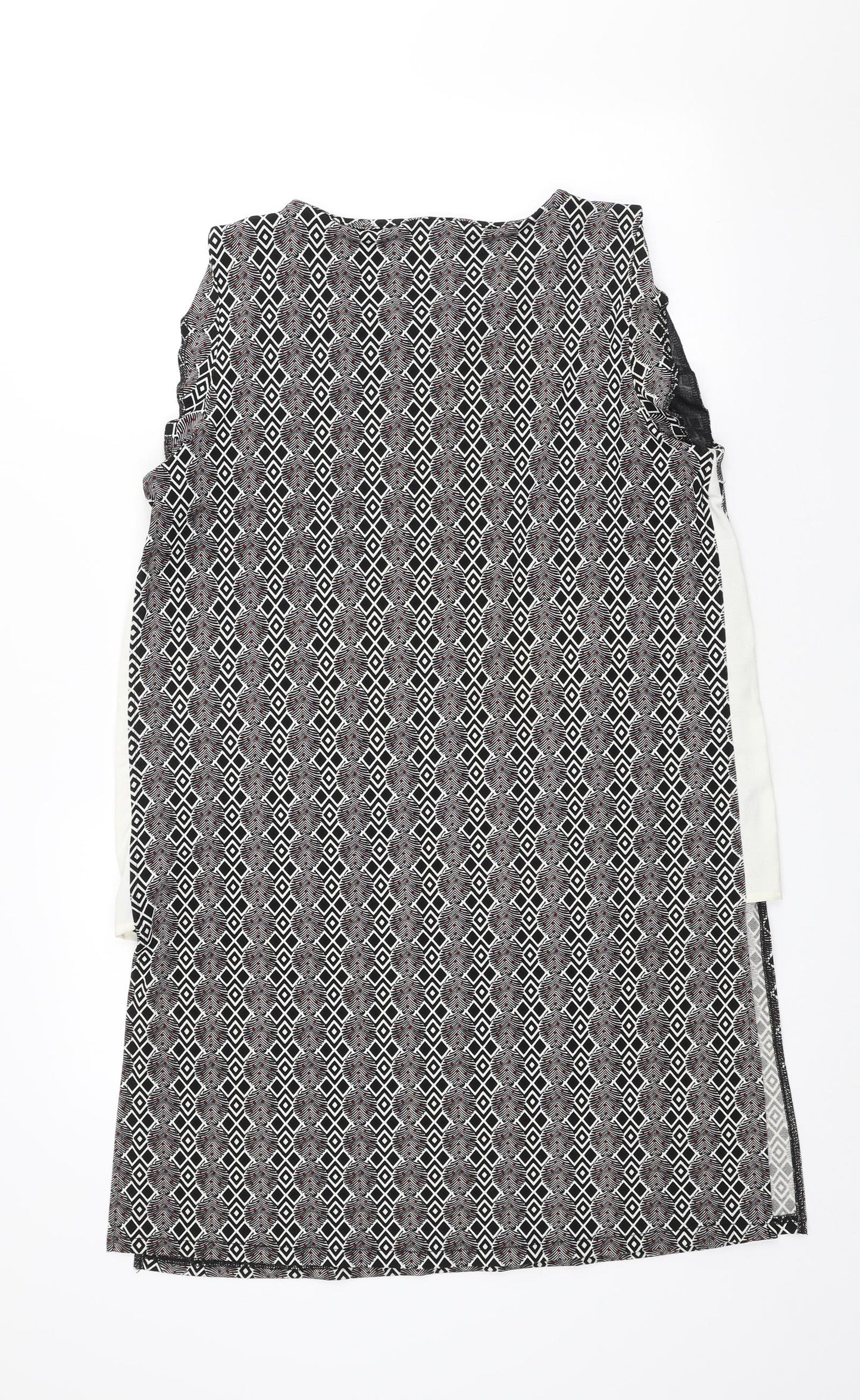 NEXT Womens Multicoloured Geometric Cotton Sheath Size 12 Scoop Neck