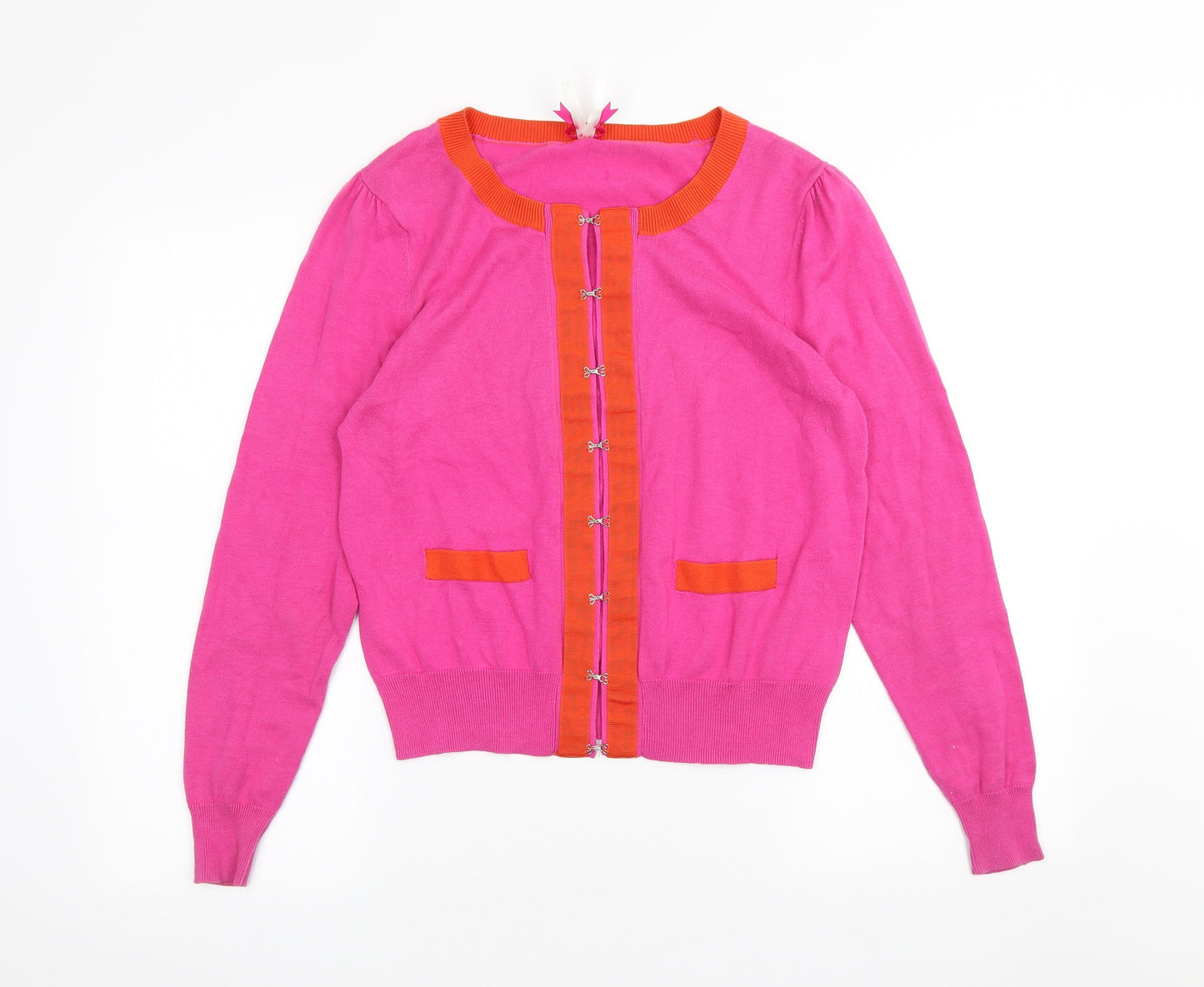 NEXT Womens Pink Scoop Neck Cotton Cardigan Jumper Size 16