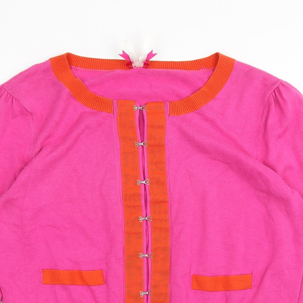 NEXT Womens Pink Scoop Neck Cotton Cardigan Jumper Size 16
