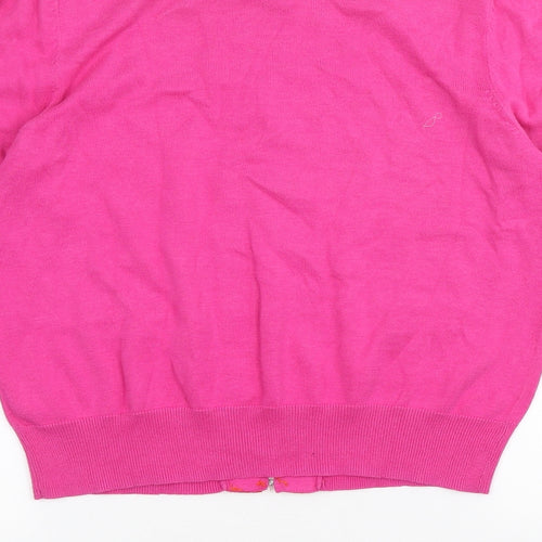 NEXT Womens Pink Scoop Neck Cotton Cardigan Jumper Size 16