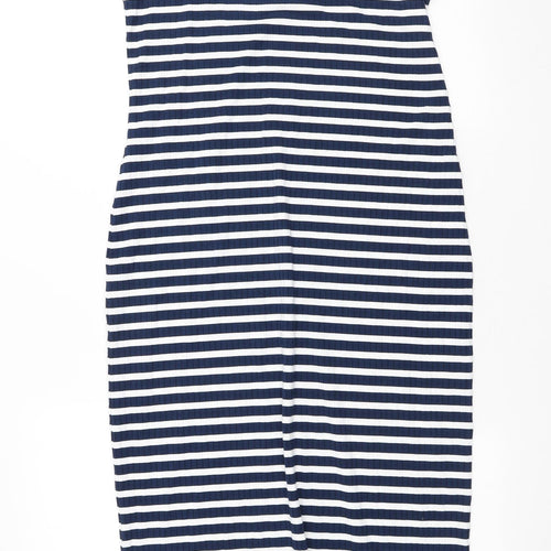 F&F Womens Multicoloured Striped Viscose Bodycon Size 10 Square Neck Pullover