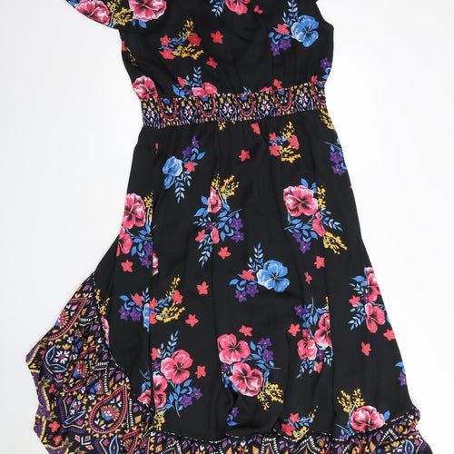 Joe Browns Womens Black Floral Polyester A-Line Size 18 Scoop Neck
