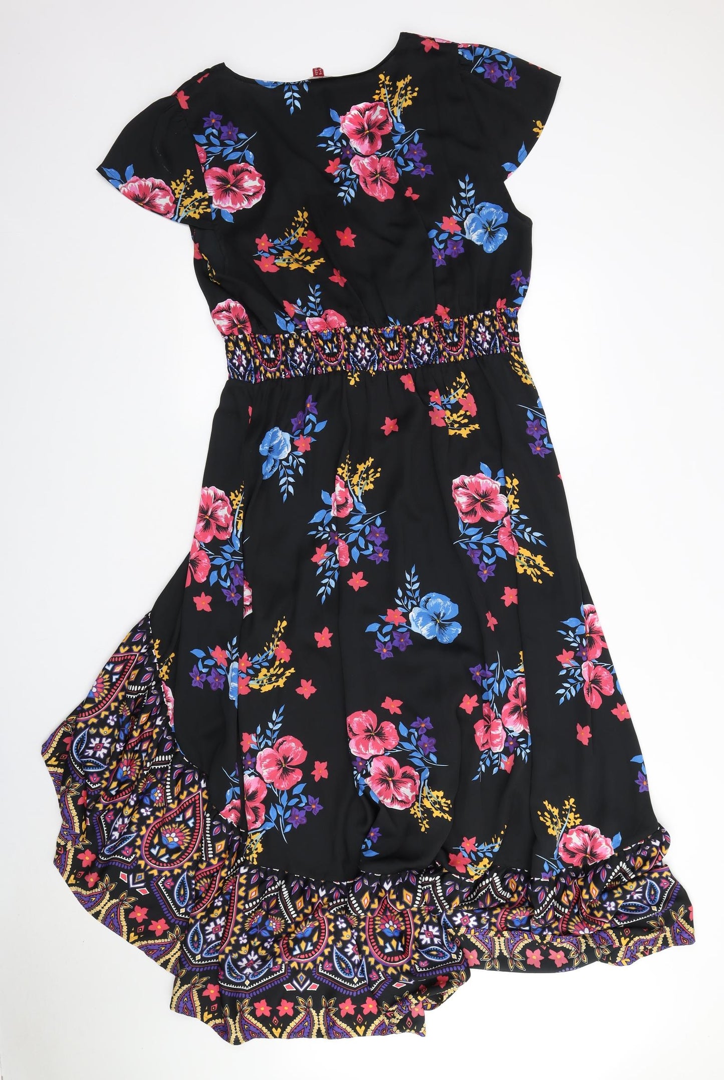 Joe Browns Womens Black Floral Polyester A-Line Size 18 Scoop Neck