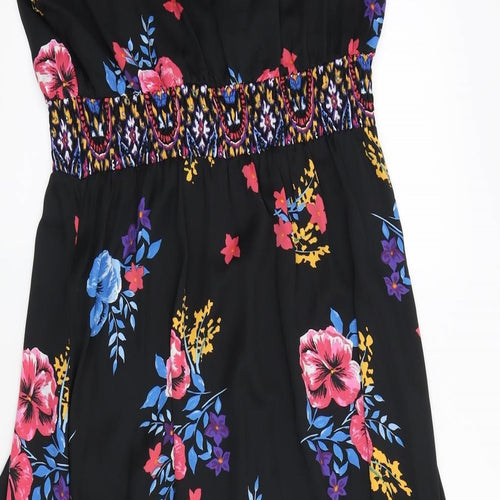 Joe Browns Womens Black Floral Polyester A-Line Size 18 Scoop Neck