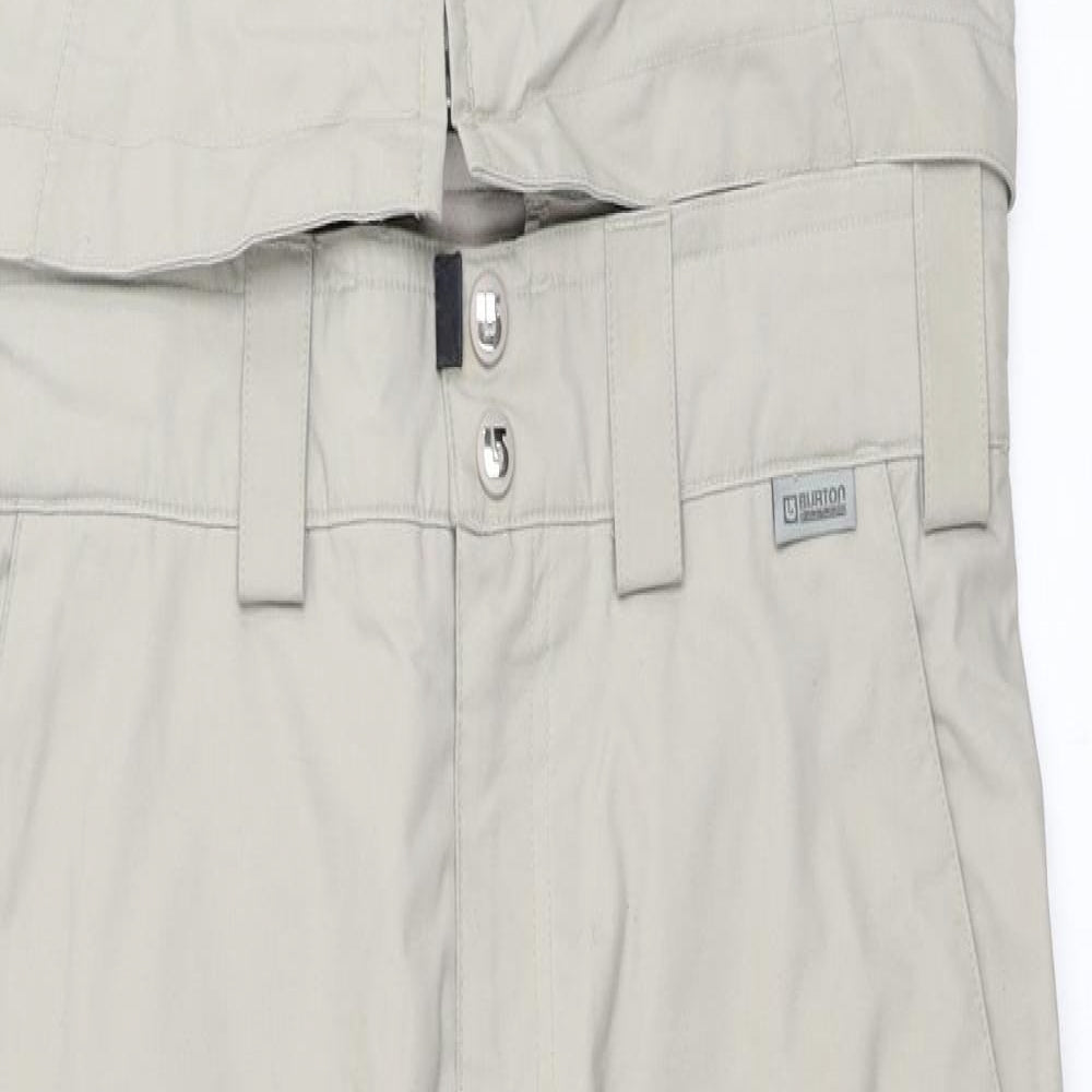 Burton Mens Beige Polyester Dungarees Trousers Size M L30 in Regular Zip - ski salopettes