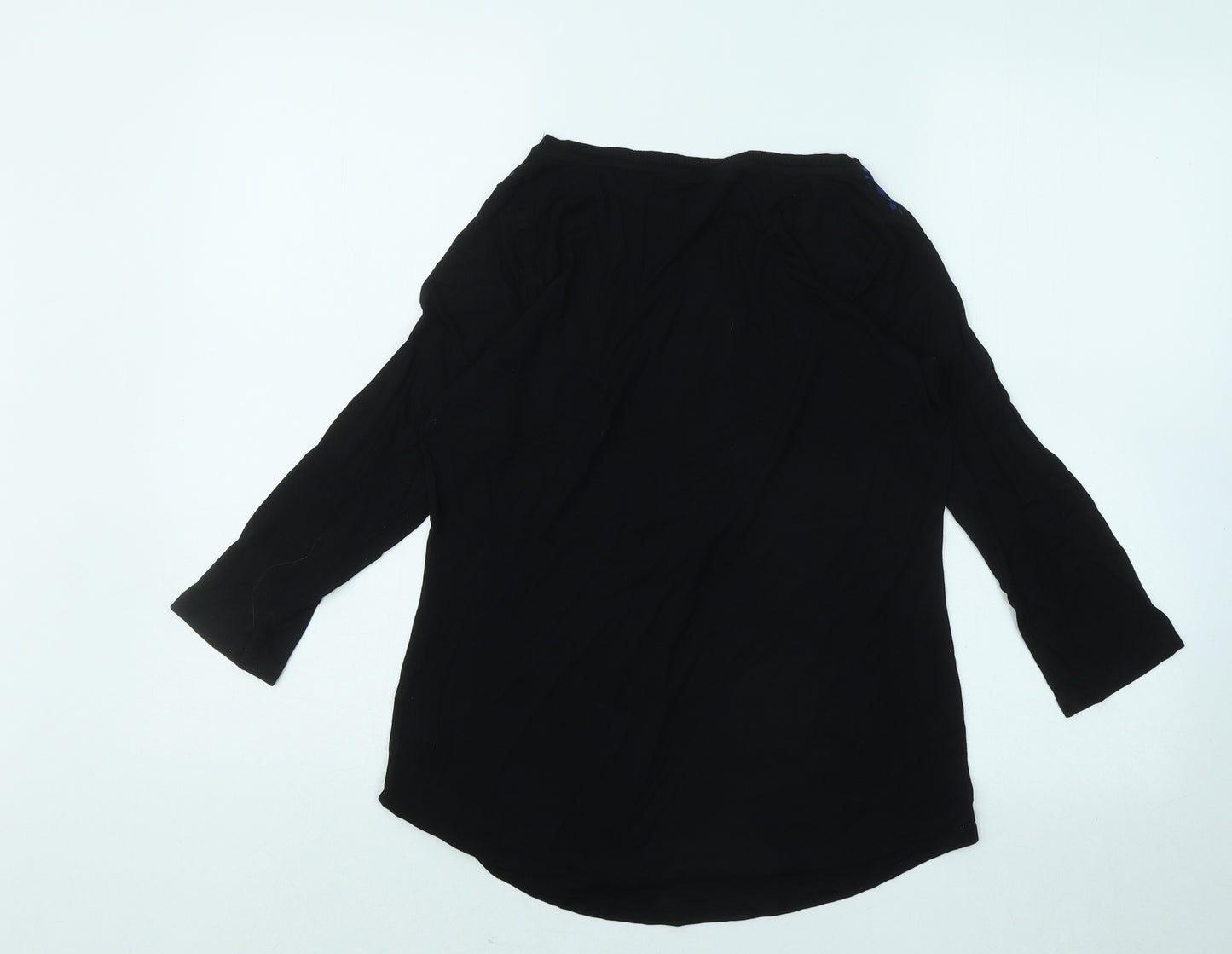 Marks and Spencer Womens Black Round Neck Geometric Viscose Pullover Jumper Size 12