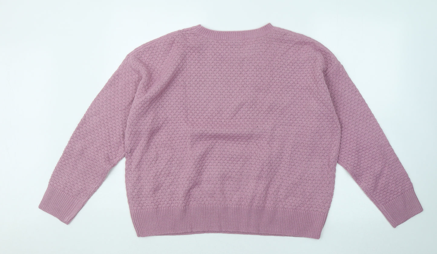 ESMARA Womens Purple Round Neck Geometric Acrylic Pullover Jumper Size 12
