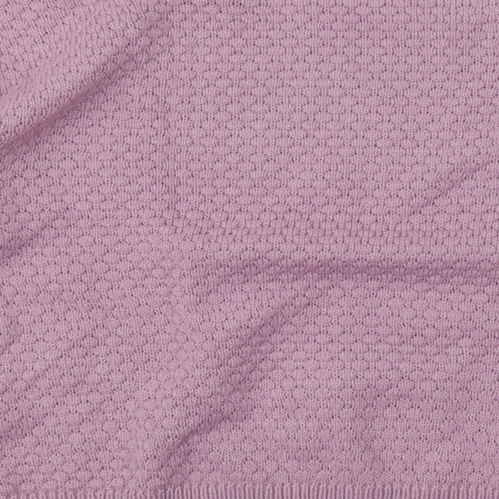 ESMARA Womens Purple Round Neck Geometric Acrylic Pullover Jumper Size 12