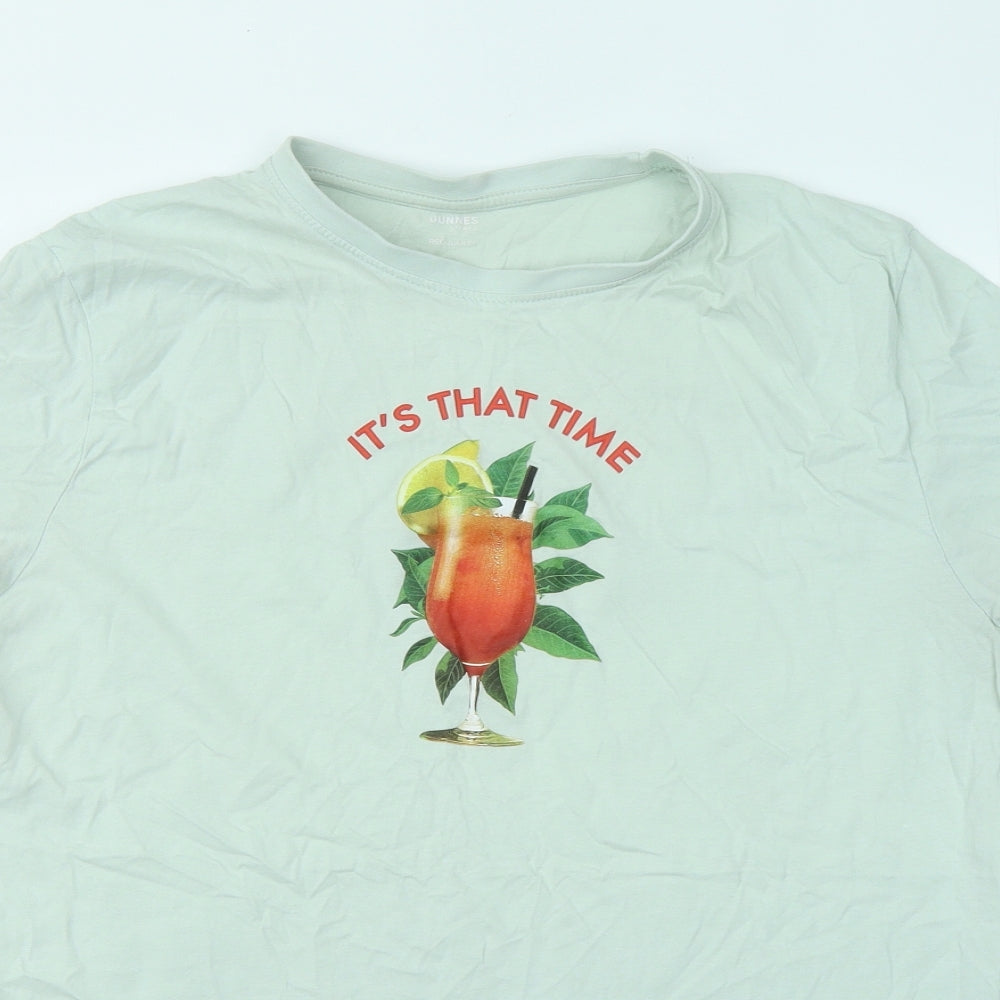 Dunnes Stores Womens Green Cotton Basic T-Shirt Size L Round Neck - It's That Time