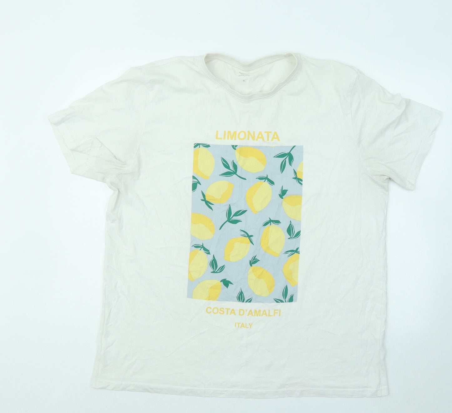 Dunnes Stores Mens White Cotton T-Shirt Size XL Round Neck - Limonita Italy