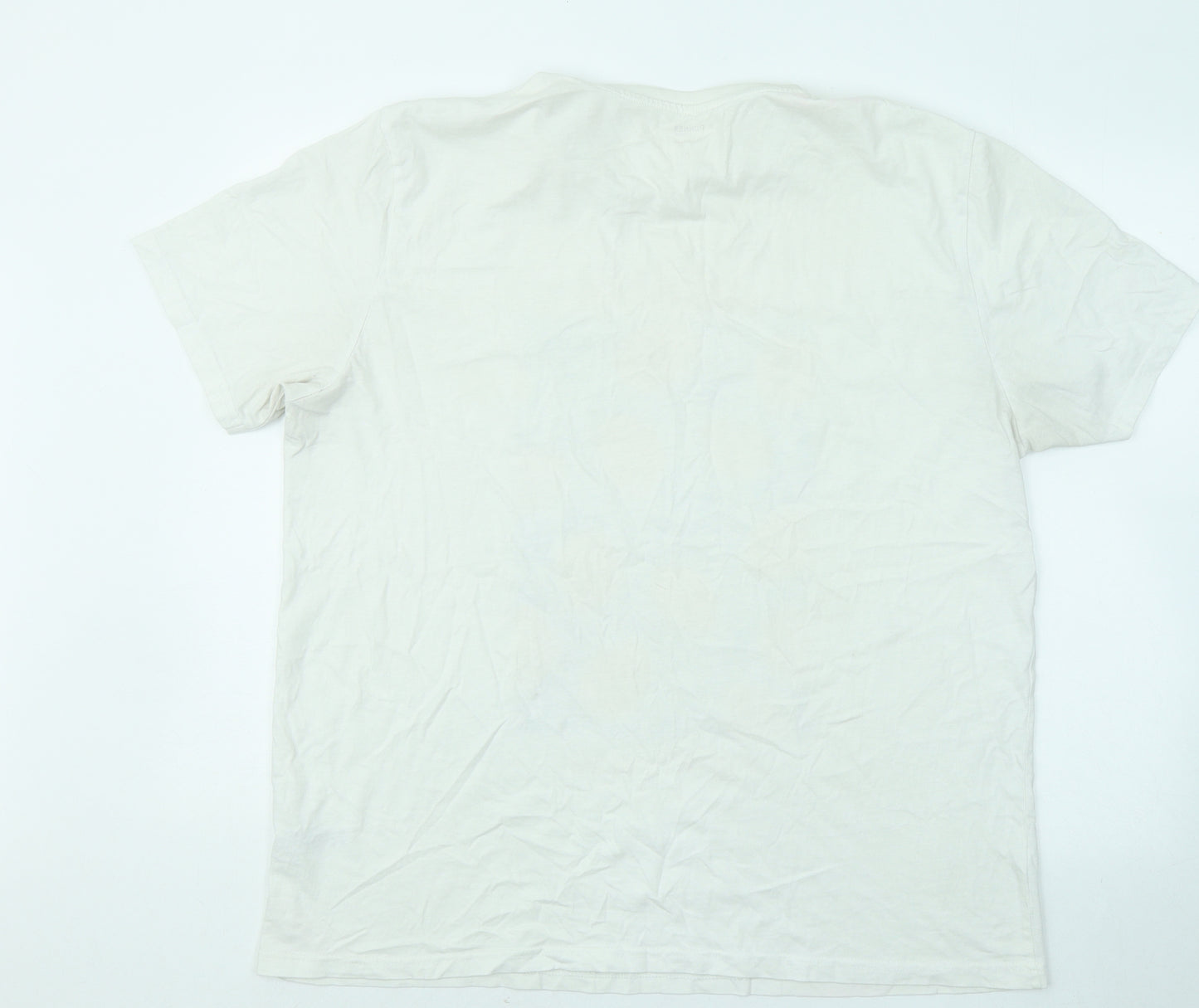 Dunnes Stores Mens White Cotton T-Shirt Size XL Round Neck - Limonita Italy