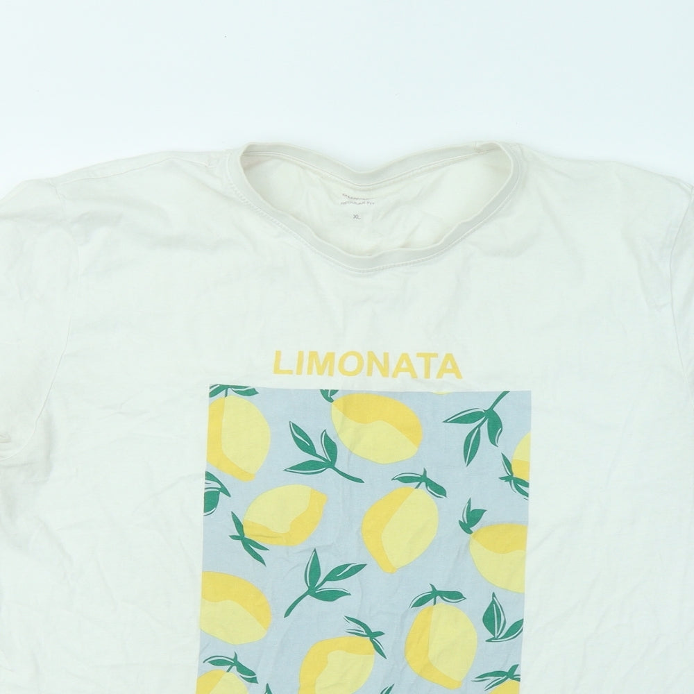 Dunnes Stores Mens White Cotton T-Shirt Size XL Round Neck - Limonita Italy