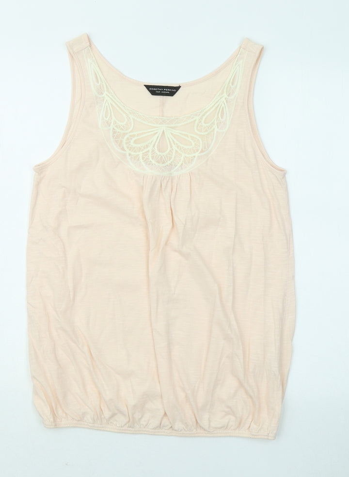 Dorothy Perkins Womens Pink Cotton Basic Tank Size 14 Round Neck
