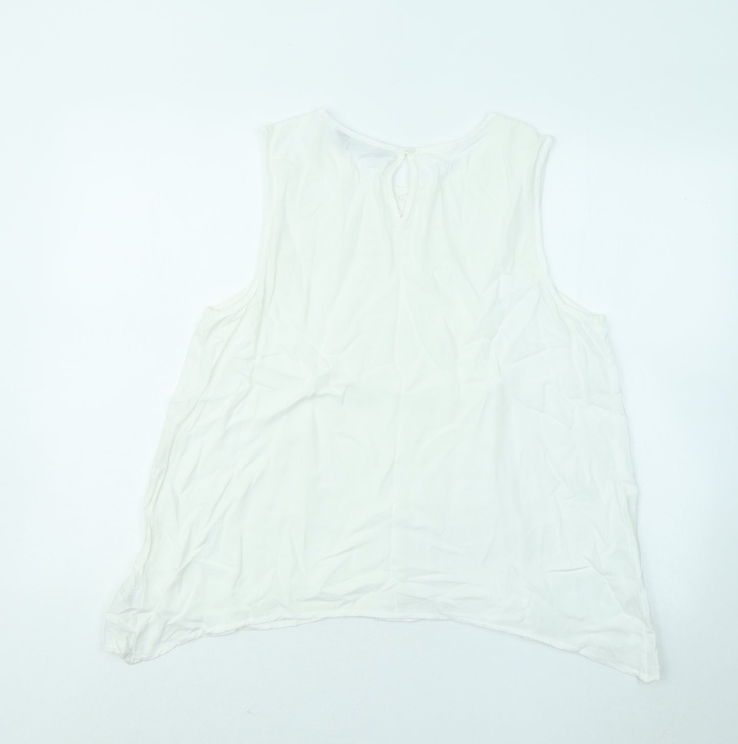 Dorothy Perkins Womens White Floral Cotton Basic Tank Size 14 Roll Neck