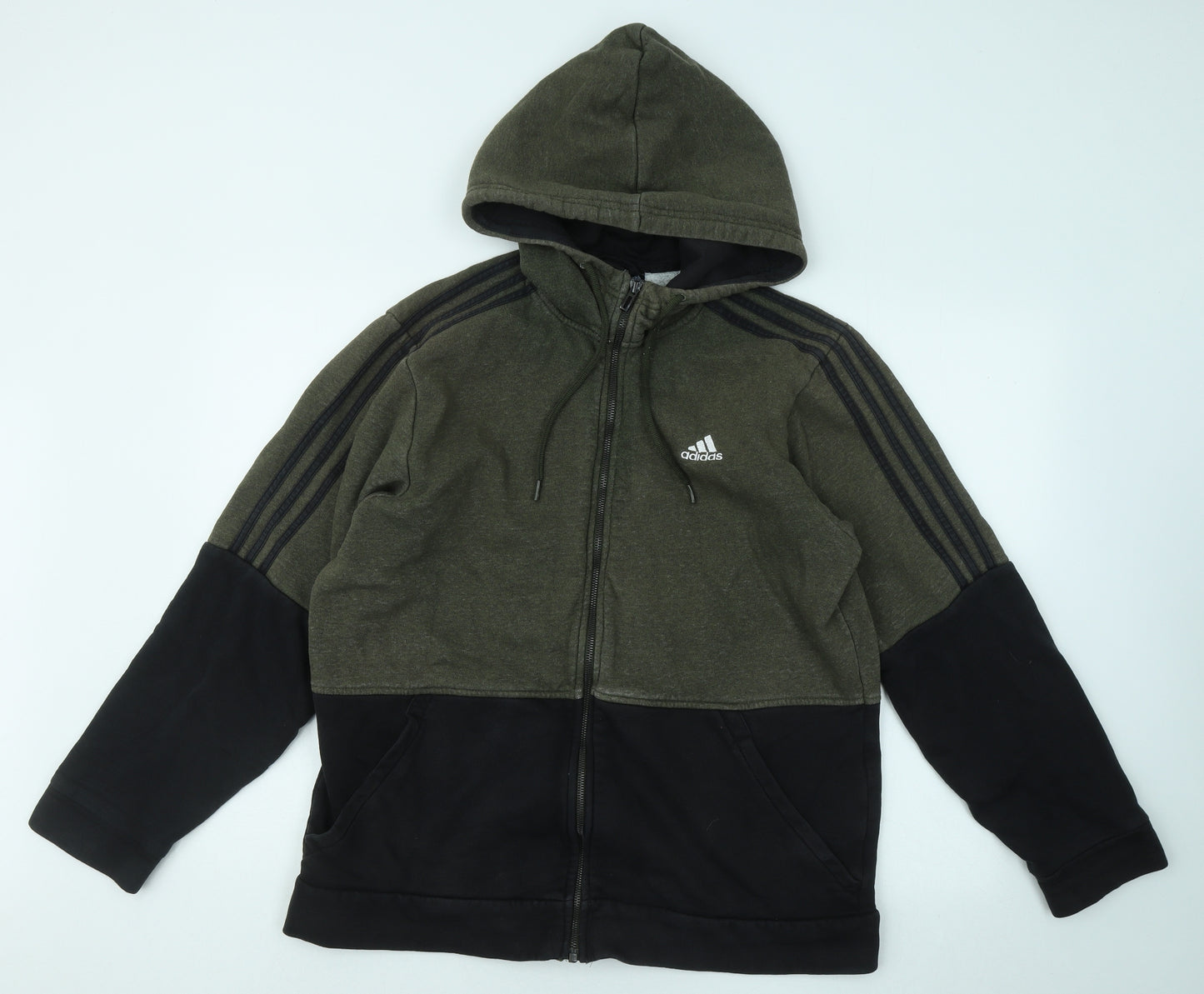 adidas Mens Black Cotton Full Zip Hoodie Size L