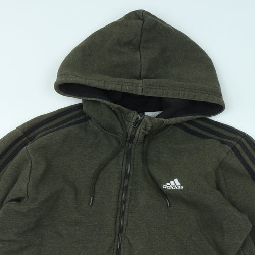 adidas Mens Black Cotton Full Zip Hoodie Size L