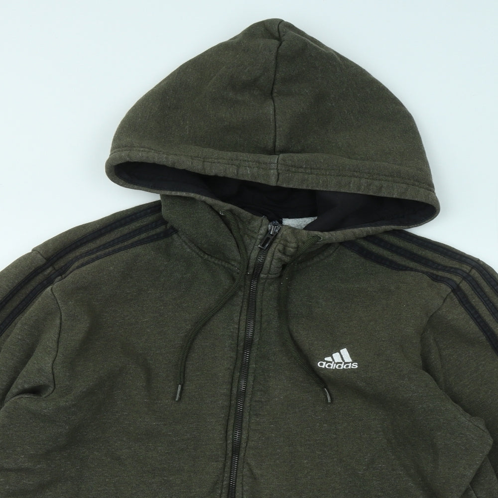 adidas Mens Black Cotton Full Zip Hoodie Size L