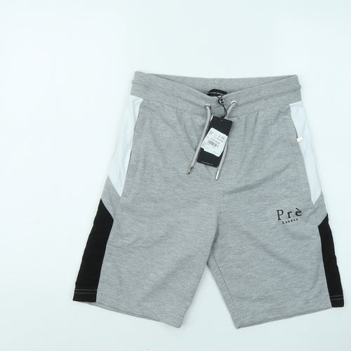 Pre London Mens Grey Cotton Sweat Shorts Size XS Regular Drawstring