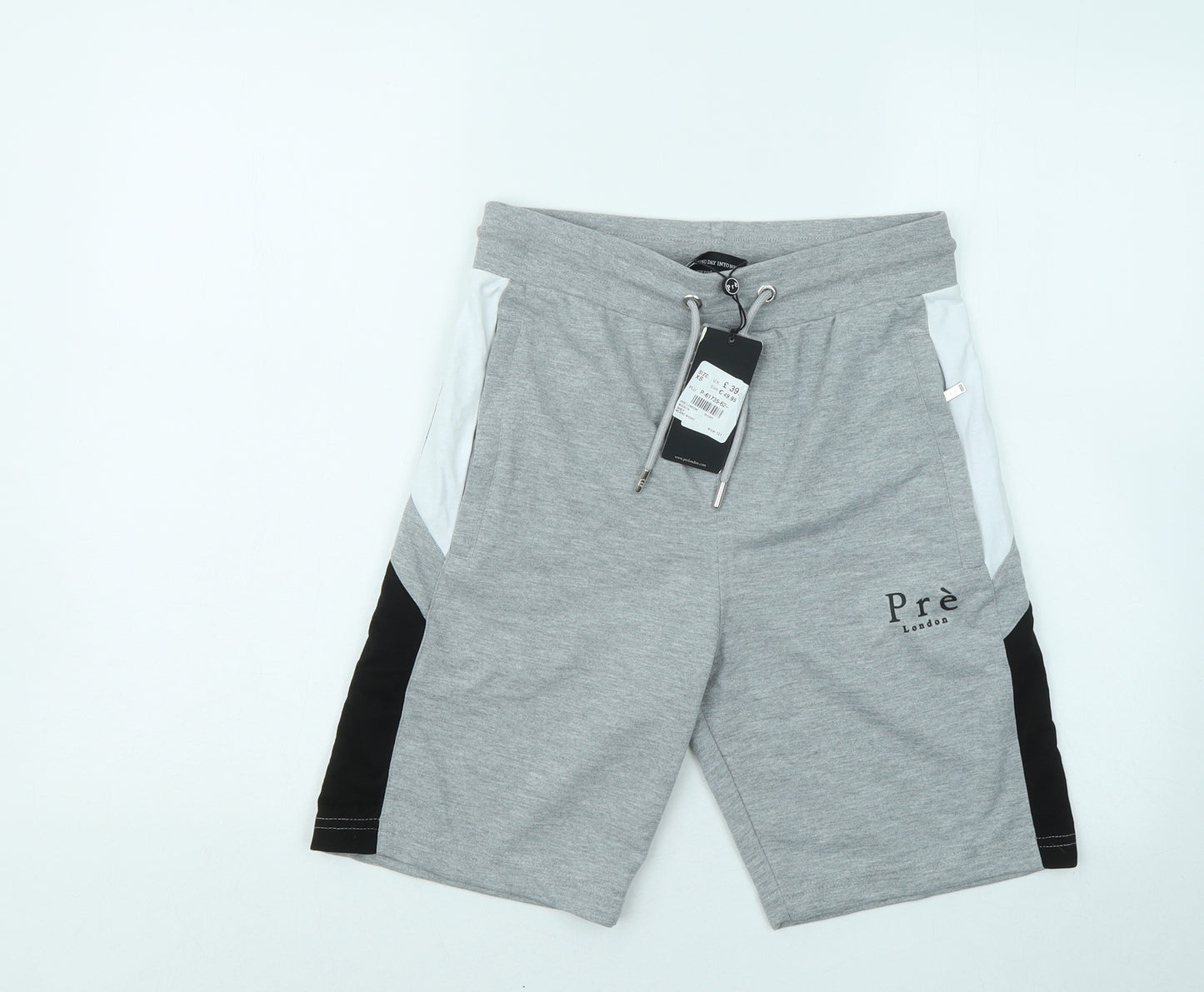 Pre London Mens Grey Cotton Sweat Shorts Size XS Regular Drawstring