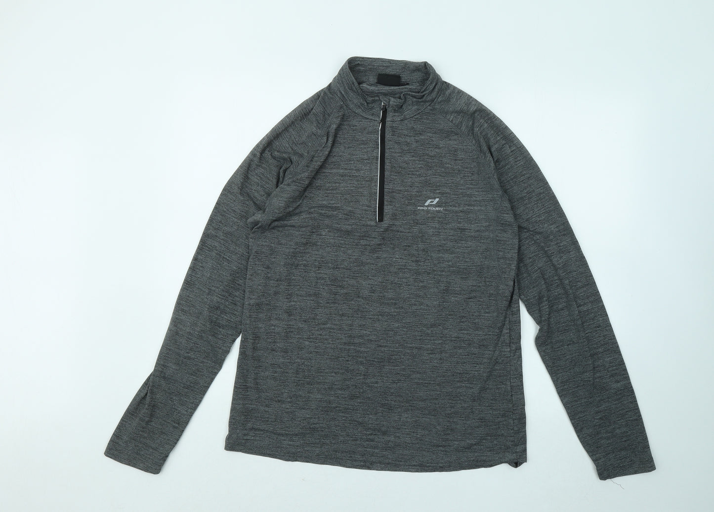 PRO TOUCH Mens Grey Polyester Pullover Casual Size XL Mock Neck Zip