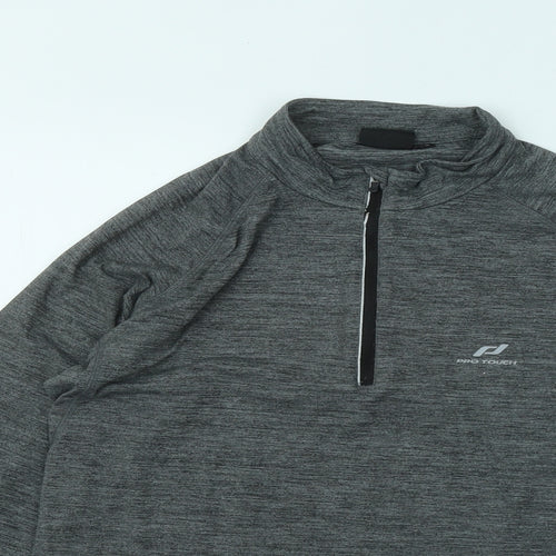 PRO TOUCH Mens Grey Polyester Pullover Casual Size XL Mock Neck Zip