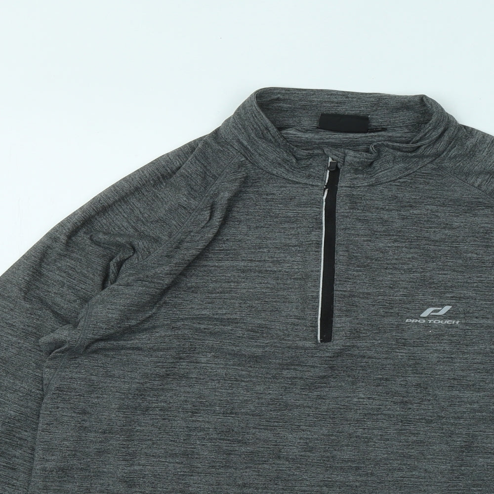 PRO TOUCH Mens Grey Polyester Pullover Casual Size XL Mock Neck Zip