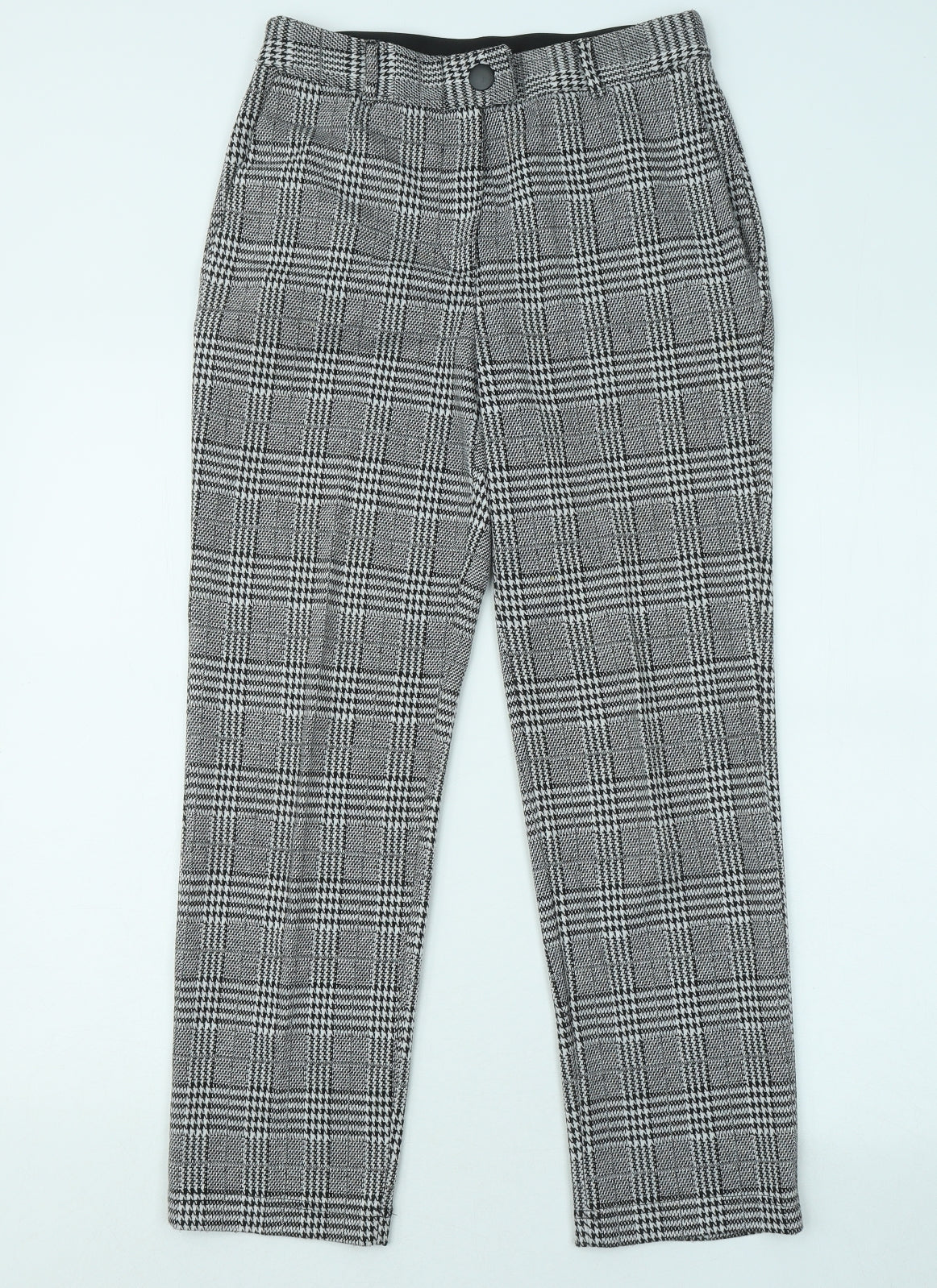 Papaya Womens Grey Plaid Polyester Trousers Size 8 L25 in Regular Zip