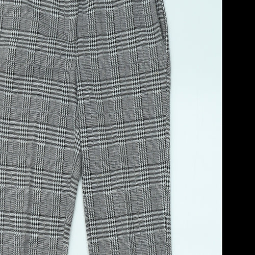 Papaya Womens Grey Plaid Polyester Trousers Size 8 L25 in Regular Zip