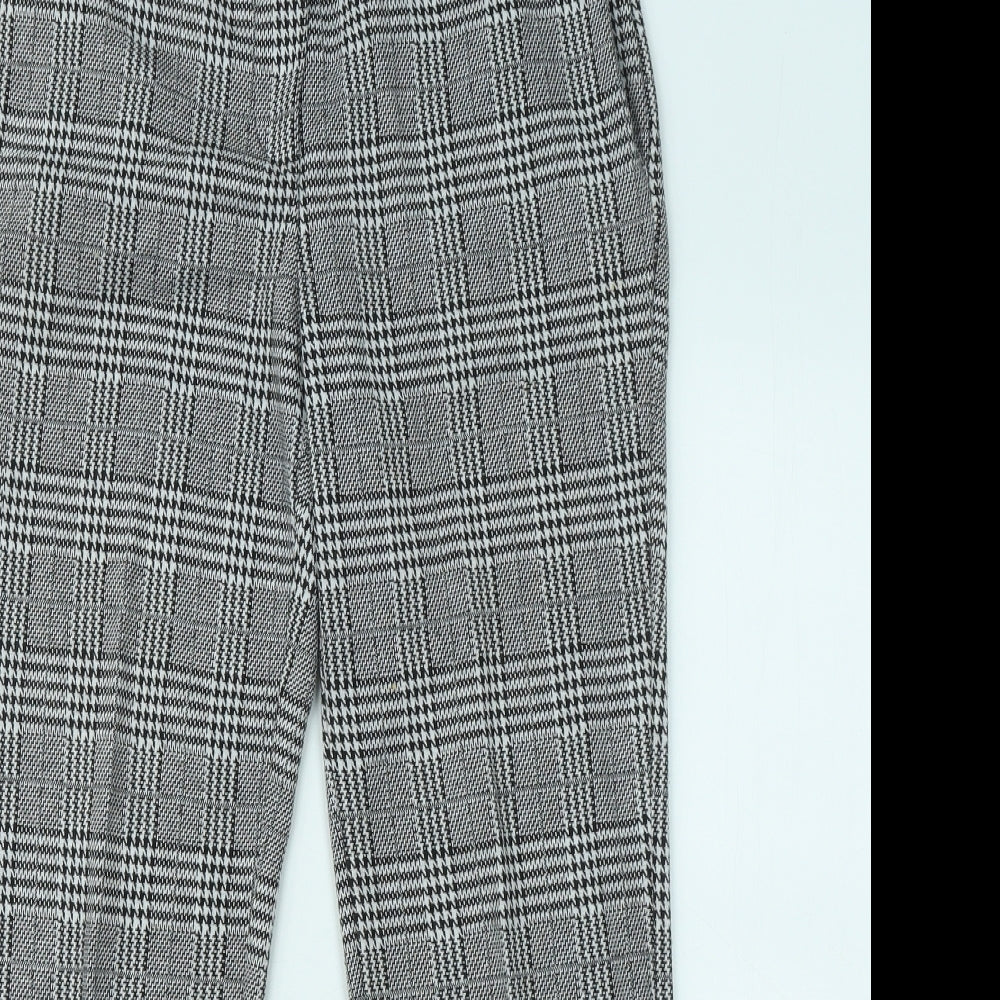 Papaya Womens Grey Plaid Polyester Trousers Size 8 L25 in Regular Zip