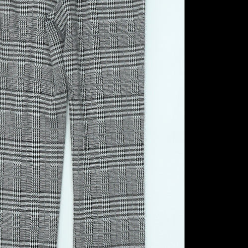 Papaya Womens Grey Plaid Polyester Trousers Size 8 L25 in Regular Zip