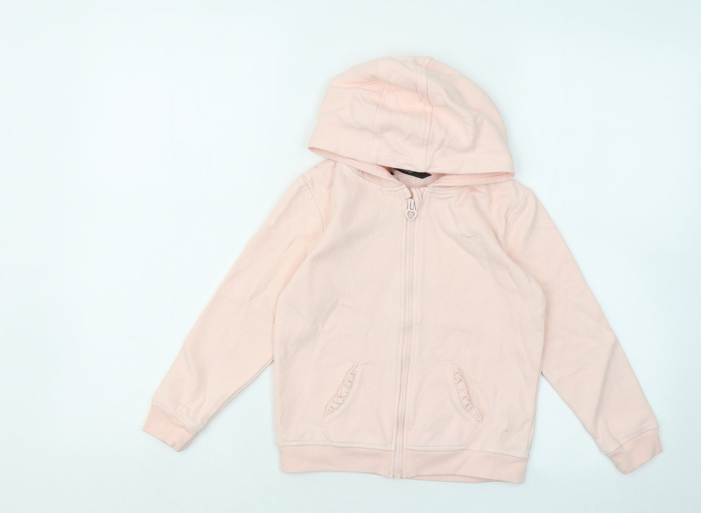 George Girls Pink Cotton Full Zip Hoodie Size 5-6 Years Zip
