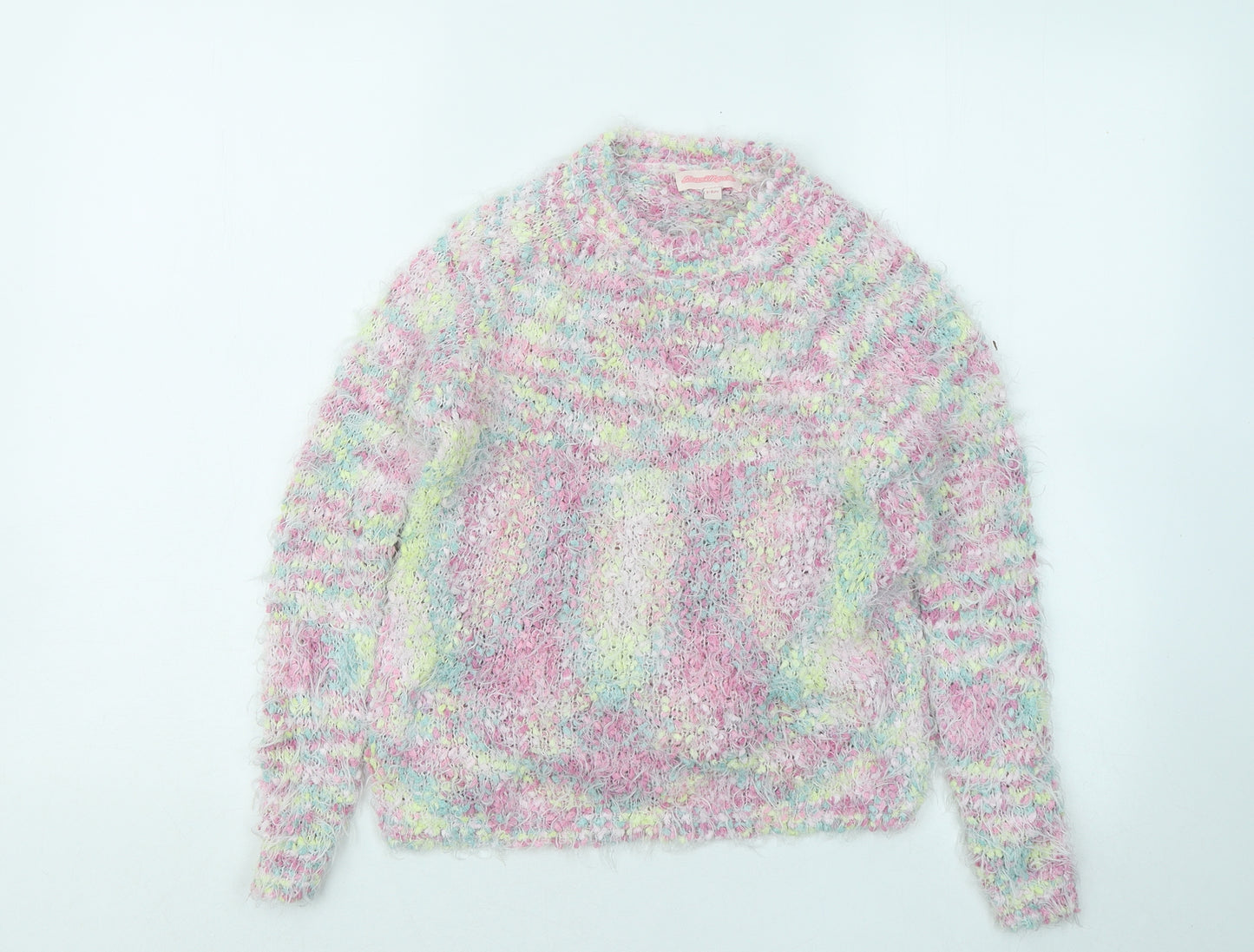 Board Angels Girls Multicoloured Round Neck Geometric Acrylic Pullover Jumper Size 5-6 Years Pullover