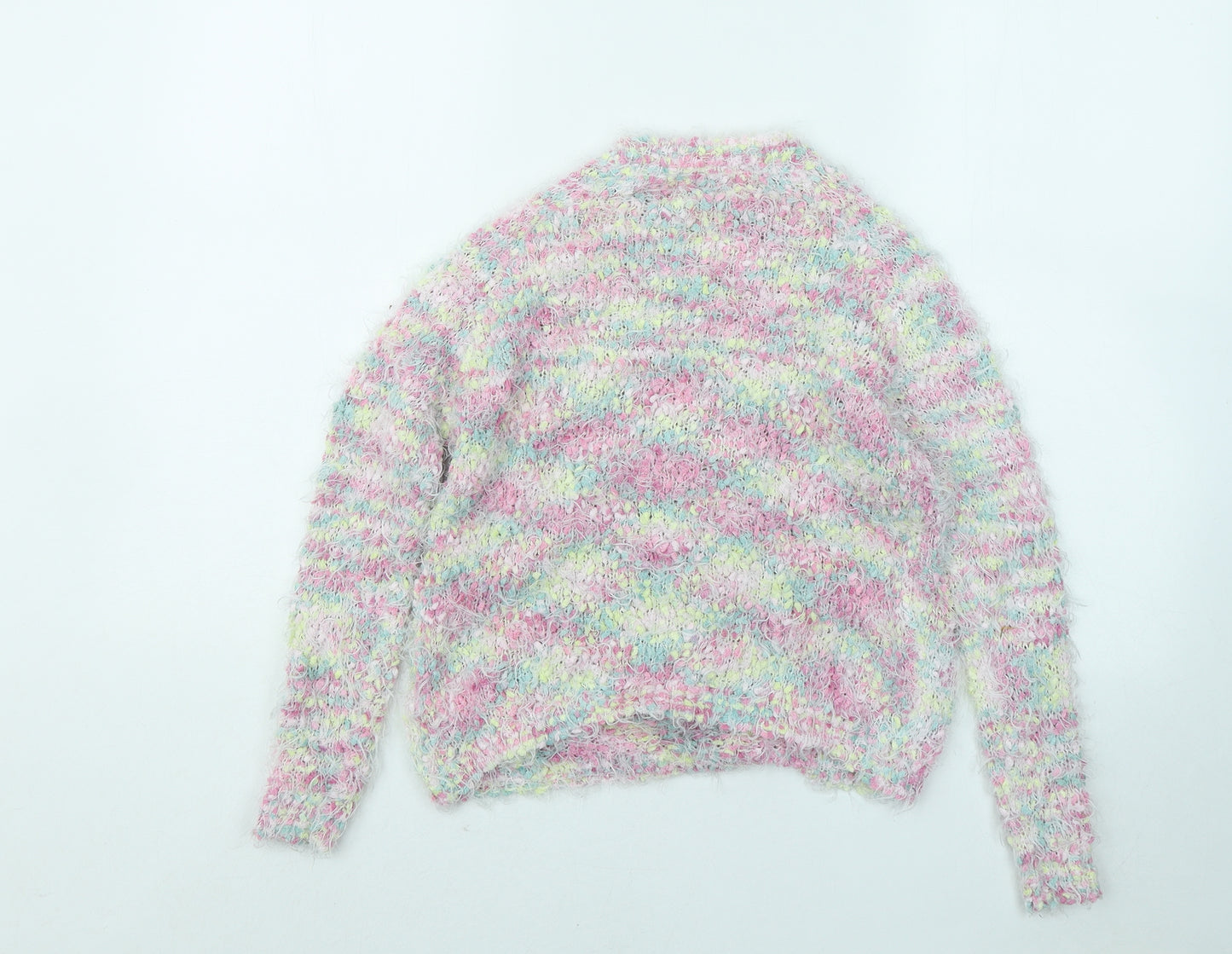 Board Angels Girls Multicoloured Round Neck Geometric Acrylic Pullover Jumper Size 5-6 Years Pullover